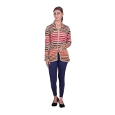 eWools.in Beige and Pink Woollen Buttoned Cardigan - L