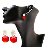 Red Cherry Earrings with Pearl Accents For Women & Girls - Design 6