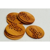  Set of 6 Round Wooden Coasters with Tree of Life Design