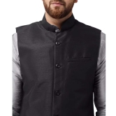 Banity Bey Men's Silk Blend Black Designer Ethnic Nehru Jacket/Modi Jacket/Waistcoat