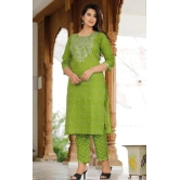 BEAUTIFUL KURTI HEAVY COTTON EMBROIDERY WORK-L / Green