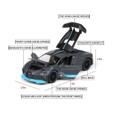 sevriza 1:32 Scale Model Alloy Metal Bugatti Divo Sports Car Model with Light and Sound Open Doors Pull Toy, Multi - Multi-Color