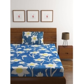 HOMETALES Microfiber Floral Single Bedsheet with One Pillow Cover -Blue - Blue