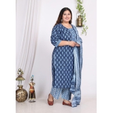 Swasti Cotton Printed Kurti With Palazzo Womens Stitched Salwar Suit - Blue ( Pack of 1 ) - None