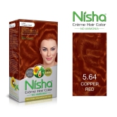 Nisha Creme Hair Color Combo Pack 5.64 Copper Red (120g Box & 40g Pouch), Ammonia Free Permanent Hair Colour