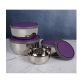 HomePro Bowl 4pcs With Lid Steel Purple Food Container ( Set of 4 ) - Purple