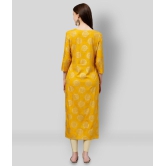 KIPEK - Yellow Rayon Womens Straight Kurti - L