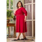 PrettyPlus by Desinoor.com Rayon Solid Midi Womens A-line Dress - Maroon ( Pack of 1 ) - None