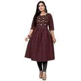 Rangrasiya - Maroon Cotton Women''s Flared Kurti ( Pack of 1 ) - None