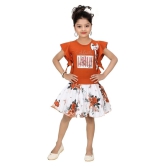 Arshia Fashions - Orange Cotton Blend Girls Top With Skirt ( Pack of 1 ) - None