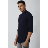 Men Navy Slim Fit Textured Full Sleeves Casual Shirt