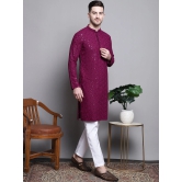 Sequin Embroidered Pure Cotton Kurtas-XL / Purple