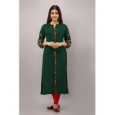 Preksha - Green Rayon Women''s Front Slit Kurti ( Pack of 1 ) - None