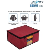 HOMETALES Non-Woven Saree Cover / Cloth Storage & Organizer with Transparent Window,Maroon (6U)