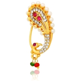 Traditional Maharashtrian Style Gold Plated Nath Nose Ring For Women And Girls - Pink