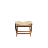 Orchid Homez Hand Woven Lounge Chair Solid Wood Outdoor Chair with Stool (Natural, Pre-Assembled) (Off White)