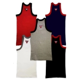 HAP KINGS BOYS Grey, Blue, Red, Black & White RIB VEST Pack of 5 - None