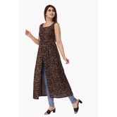 Maquien Brown Rayon Front Slit Kurti - S