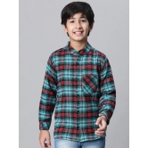 Oxolloxo Boys Relaxed Buffalo Tartan Checked Band Collar Cotton Casual Shirt