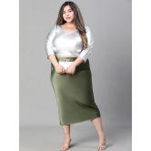 Oxolloxo Plus Size Satin Pencil Midi Skirts