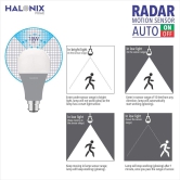 Halonix Radar 10W B22 Cool day white Motion Sensor Led Bulb, Auto on-Auto off, Pack of 1, White
