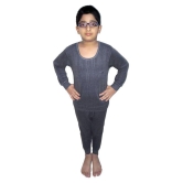 HAP Kings Round Neck Grey Melange Winter Thermal Set of Top & Trouser   /Thermal for Boys and Girls - None