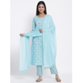 KIPEK - Blue Straight Cotton Womens Stitched Salwar Suit ( Pack of 1 ) - None