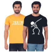 ferocious - Yellow Cotton Regular Fit Men's T-Shirt ( Pack of 2 ) - None