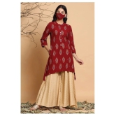 Juniper - Maroon Rayon Womens Asymmetrical Kurti ( Pack of 1 ) - S