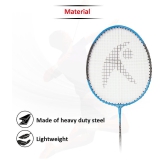 Hipkoo Sports Star Aluminum Badminton Complete Racquets Set | 2 Wide Body Rackets and 3 Feather Shuttlecocks | Ideal for Beginner | Flexible, Lightweight & Sturdy (Blue & Red, Set of 2)