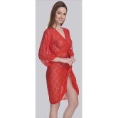 Madam - Red Net Womens Nightwear Baby Doll Dresses Without Panty ( Pack of 1 ) - None