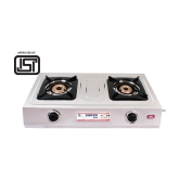 Suryaviva Super 2B Ss Stainless Steel 2 Cast Iron Burner Gas Stove(Manual Ignition,Silver)