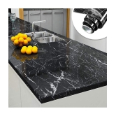 GEEO Black marble design for kitchen foil wallpaper, Wall Sticker ( 200 x 60 cms )