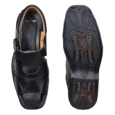 IndiForce Black Leather Sandals - 5