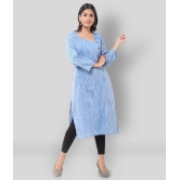 DESHBANDHU DBK - Blue Cotton Womens Straight Kurti - None