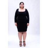 Built in Bra And Shapewear Black Full Sleeves Dress