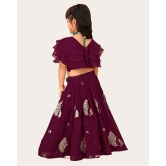 Girls Georgette Embroidered Readymade Lehenga Choli-Purple / 7 Years-8 Years