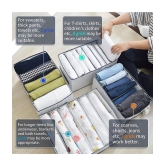 HOMETALES Non-Woven 6 Compartments Foldable Wardrobe Storage Organisers for Shirt, Denims, Pants, T-Shirt,White (1U)