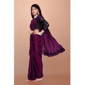 JULEE - Wine Lycra Girls Saree ( Pack of 1 ) - None