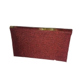 Apnav Red Jute Clutch With Sling Chain