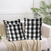 Lushomes Square Cushion Cover, Cotton Sofa Pillow Cover Set of 4, 18x18 Inch, Pillow Cushions Covers (Pack of 4, 45x45cm, Multi-color)-Black