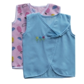 Plain Blue Jhabla & Pink Fruits Printed Jhabla 2 pc Combo (100% Cotton)