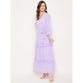 V-Neck Puff Sleeve Tiered Maxi Dress