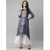 Rigo - Grey Viscose Womens Asymmetrical Kurti - L