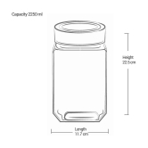 Treo By Milton Cube Storage Glass Jar, 2250 ml, Transparent | Storage Jar | Modular | Kitchen Organizer | Air Tight | Modular | Multipurpose Jar | BPA Free - Transparent