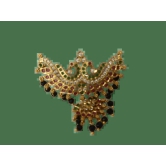 Gold Peacock Haram Pendant with Black Beads