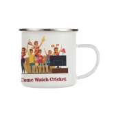 Indigifts Cricket Enamel Mug 250 ML|Unbreakable Coffee, Tea Cup|Watch Cricket Print|Safe For Kids|Drinking Tea Cup For Outdoor & Indoor|WHITE|