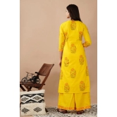 Yellow Printed Kurta Set L