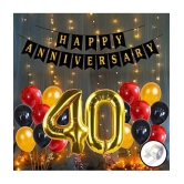 Party Propz 40th Happy Anniversary Decoration Items with LED Light Banner, Balloons, Arch, Glue Dot 56Pcs Set for 40th Party Room Decoration Combo Set/Couple Wedding,Marriage Celebration - M