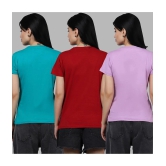 Fabflee - Multi Color Cotton Regular Fit Womens T-Shirt ( Pack of 3 ) - None